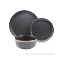 Luxurious Black Stoneware Binderware con borde dorado